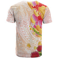 Japanese and Hawaiian Culture Fusion T Shirt Irezumi with Turtles and Lei Kakau Pattern Sunset Vibe LT03 - Polynesian Pride