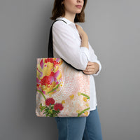 Japanese and Hawaiian Culture Fusion Tote Bag Irezumi with Turtles and Lei Kakau Pattern Sunset Vibe LT03 - Polynesian Pride