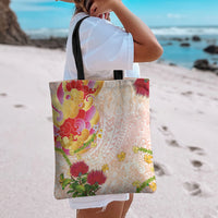 Japanese and Hawaiian Culture Fusion Tote Bag Irezumi with Turtles and Lei Kakau Pattern Sunset Vibe LT03 - Polynesian Pride