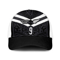 Custom Aotearoa Rugby Baseball Net Cap Maori Tribal Motifs Stripes-Sporty Style LT03 One Size White Black - Polynesian Pride