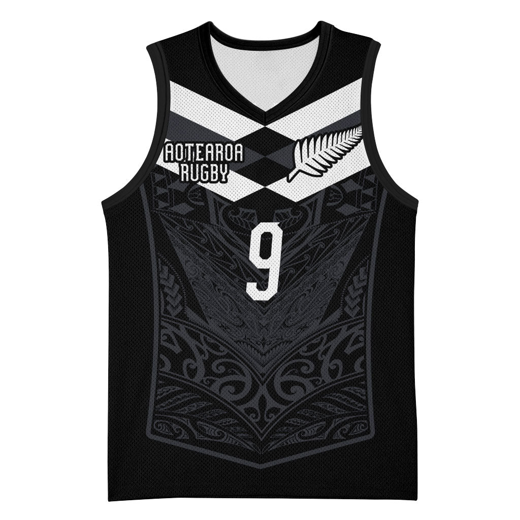 Aotearoa Rugby Custom Basketball Jersey Maori Tribal Motifs Stripes-Sporty Style LT03 Unisex Black - Polynesian Pride