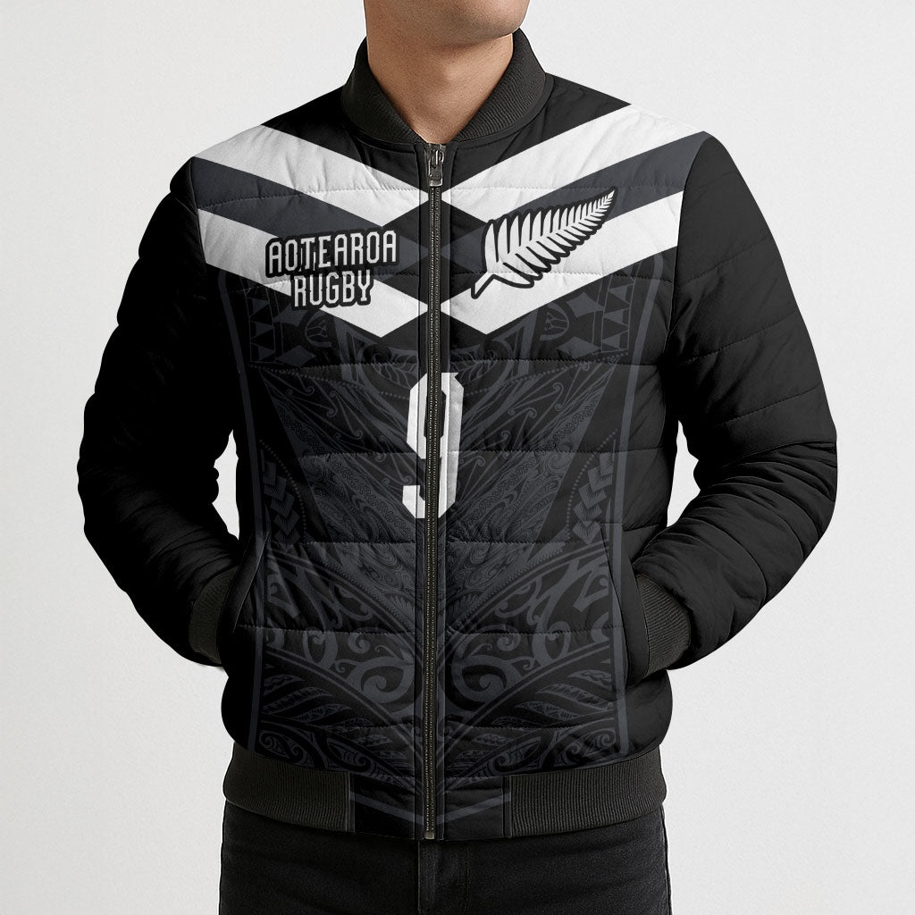 Aotearoa Rugby Custom Bomber Puffer Jacket Maori Tribal Motifs Stripes-Sporty Style LT03 - Polynesian Pride
