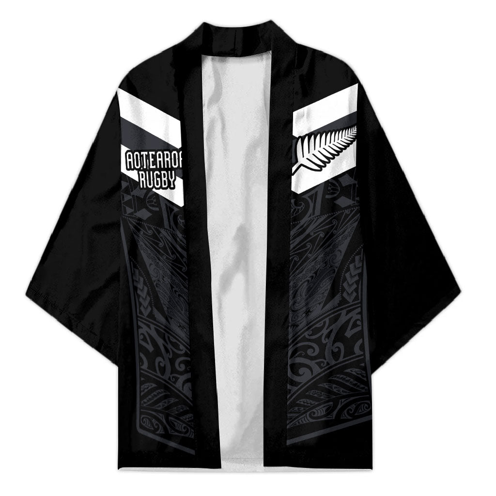 Aotearoa Rugby Custom Kimono Maori Tribal Motifs Stripes-Sporty Style LT03 Unisex Black - Polynesian Pride