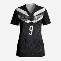 Aotearoa Rugby Custom Scrub Top Maori Tribal Motifs Stripes-Sporty Style LT03 Adult Black - Polynesian Pride