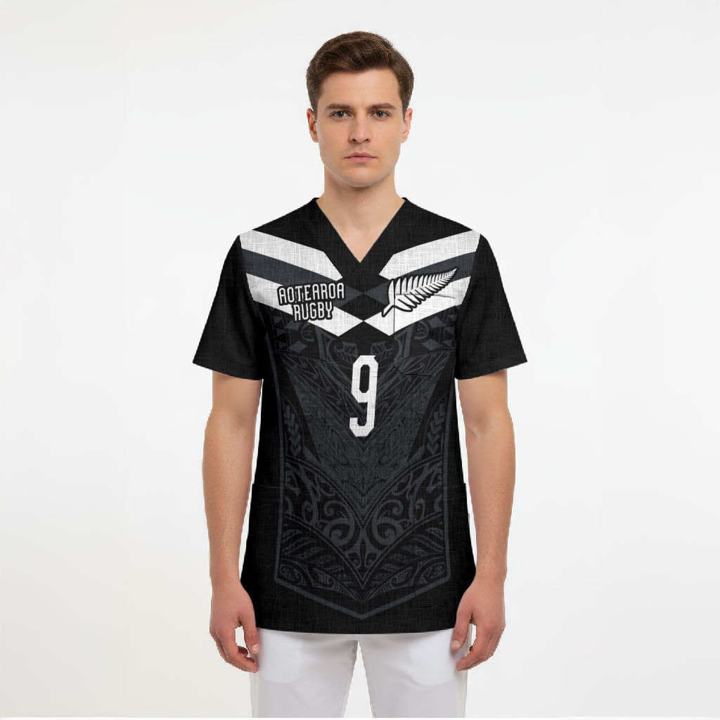 Aotearoa Rugby Custom Scrub Top Maori Tribal Motifs Stripes-Sporty Style LT03 - Polynesian Pride