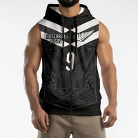 Aotearoa Rugby Custom Sleeveless Zip Hoodie Maori Tribal Motifs Stripes-Sporty Style LT03 - Polynesian Pride