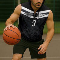 Aotearoa Rugby Custom Sleeveless Zip Hoodie Maori Tribal Motifs Stripes-Sporty Style LT03 - Polynesian Pride