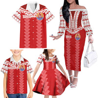 Custom Tahiti Football Polynesian Pattern Family Matching Off The Shoulder Long Sleeve Dress and Hawaiian Shirt LT03 - Polynesian Pride