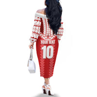 Custom Tahiti Football Polynesian Pattern Family Matching Off The Shoulder Long Sleeve Dress and Hawaiian Shirt LT03 - Polynesian Pride