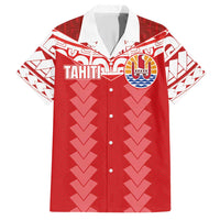 Custom Tahiti Football Polynesian Pattern Family Matching Short Sleeve Bodycon Dress and Hawaiian Shirt LT03 Dad's Shirt - Short Sleeve Red - Polynesian Pride
