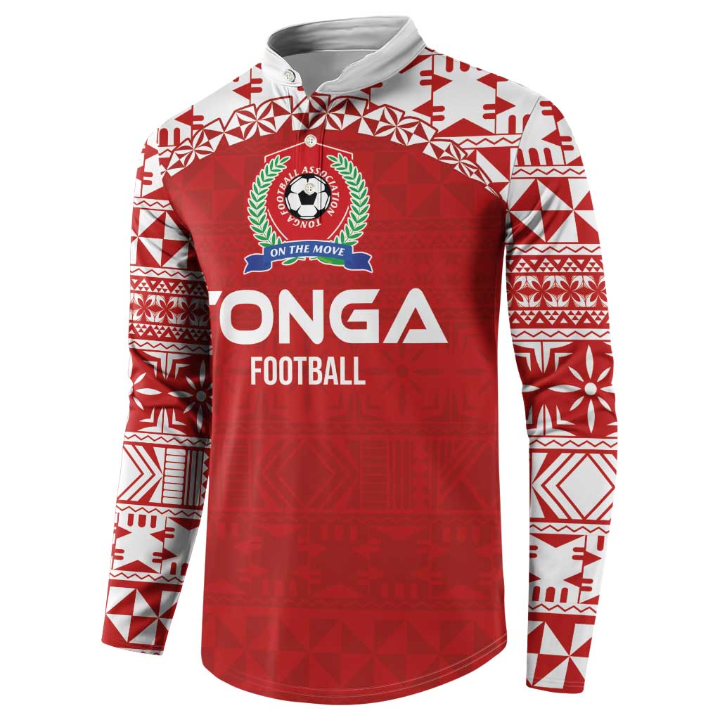 Custom Tonga Football Ngatu Tribal Tattoo Button Sweatshirt