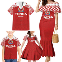 Custom Tonga Football Ngatu Tribal Tattoo Family Matching Mermaid Dress and Hawaiian Shirt LT03 - Polynesian Pride