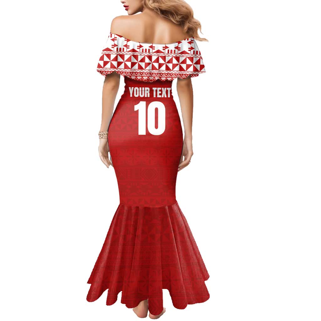 Custom Tonga Football Ngatu Tribal Tattoo Family Matching Mermaid Dress and Hawaiian Shirt LT03 - Polynesian Pride