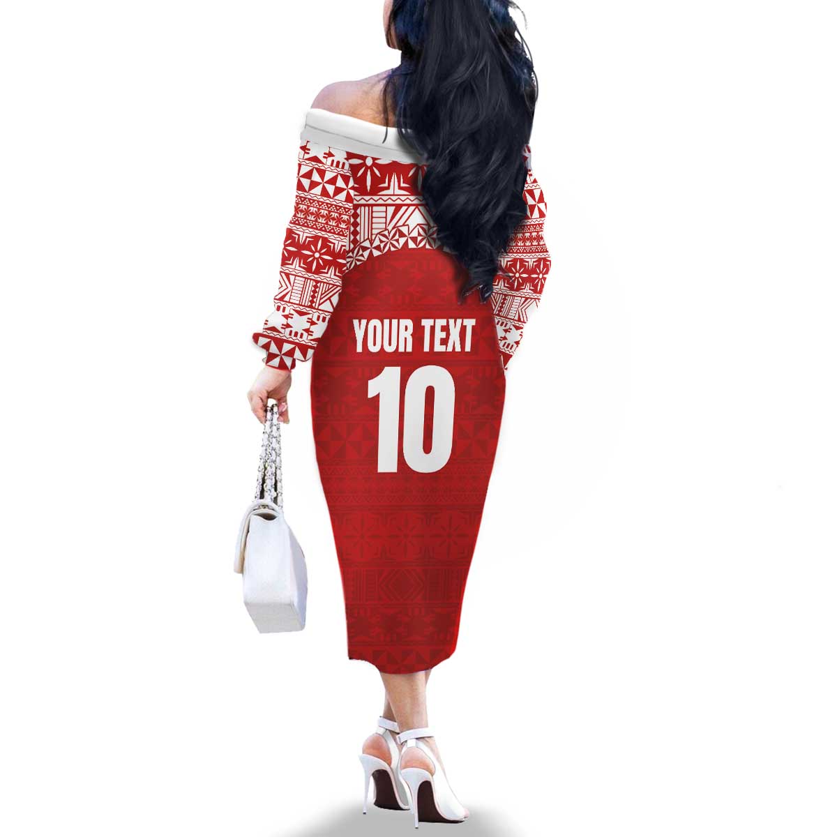 Custom Tonga Football Ngatu Tribal Tattoo Family Matching Off The Shoulder Long Sleeve Dress and Hawaiian Shirt LT03 - Polynesian Pride