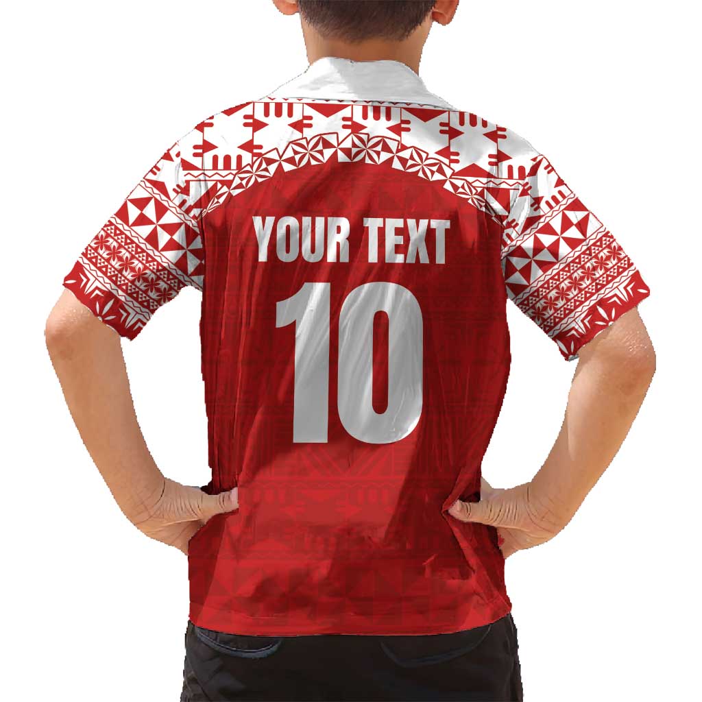 Custom Tonga Football Ngatu Tribal Tattoo Family Matching Off Shoulder Maxi Dress and Hawaiian Shirt LT03 - Polynesian Pride