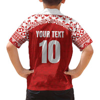 Custom Tonga Football Ngatu Tribal Tattoo Family Matching Off Shoulder Maxi Dress and Hawaiian Shirt LT03 - Polynesian Pride