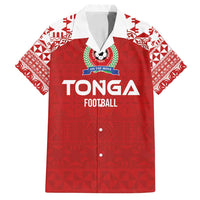 Custom Tonga Football Ngatu Tribal Tattoo Family Matching Off Shoulder Maxi Dress and Hawaiian Shirt LT03 Dad's Shirt - Short Sleeve Red - Polynesian Pride