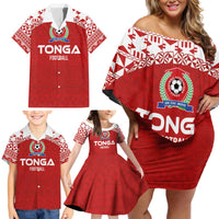 Custom Tonga Football Ngatu Tribal Tattoo Family Matching Off Shoulder Short Dress and Hawaiian Shirt LT03 - Polynesian Pride