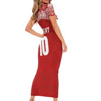 Custom Tonga Football Ngatu Tribal Tattoo Family Matching Short Sleeve Bodycon Dress and Hawaiian Shirt LT03 - Polynesian Pride