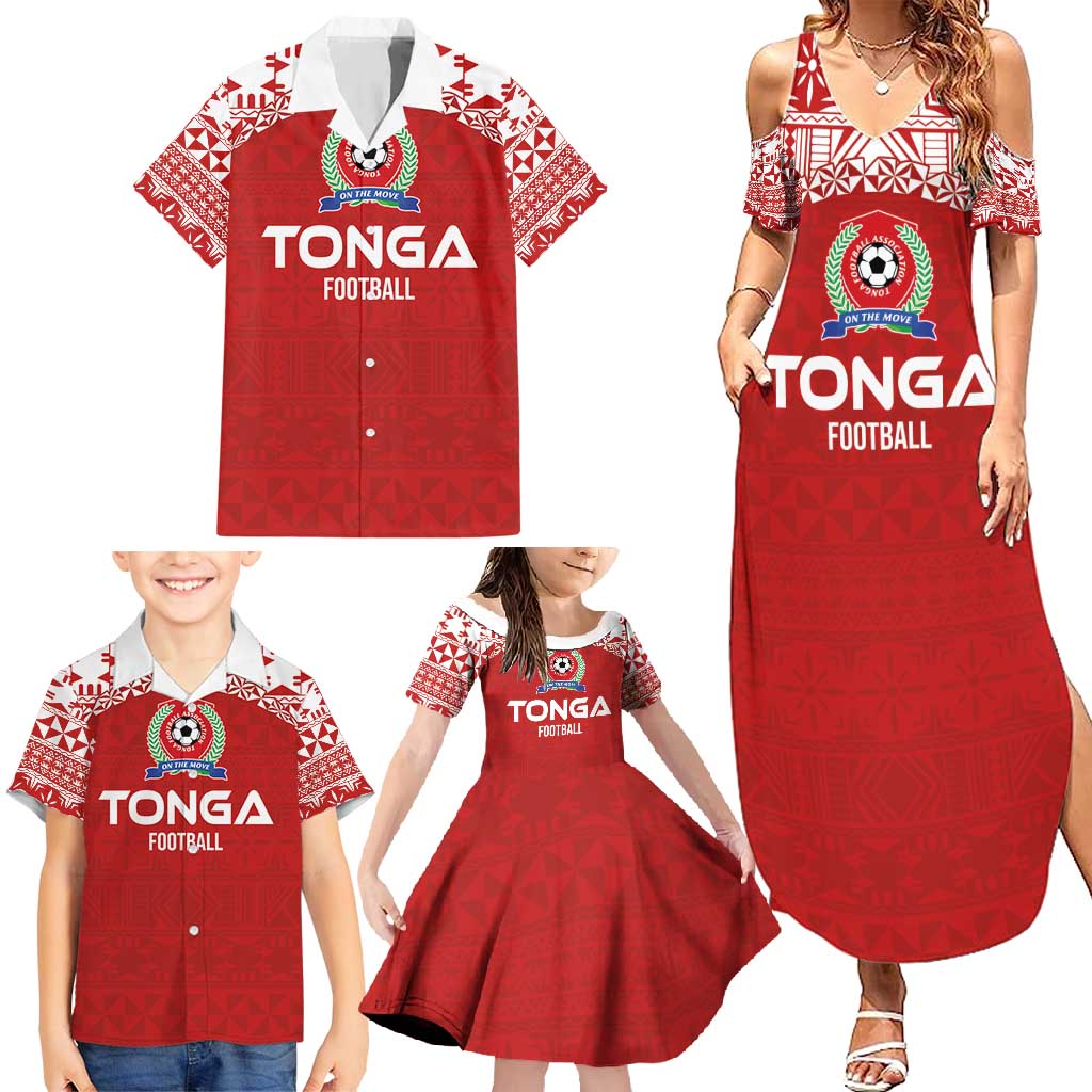 Custom Tonga Football Ngatu Tribal Tattoo Family Matching Summer Maxi Dress and Hawaiian Shirt LT03 - Polynesian Pride