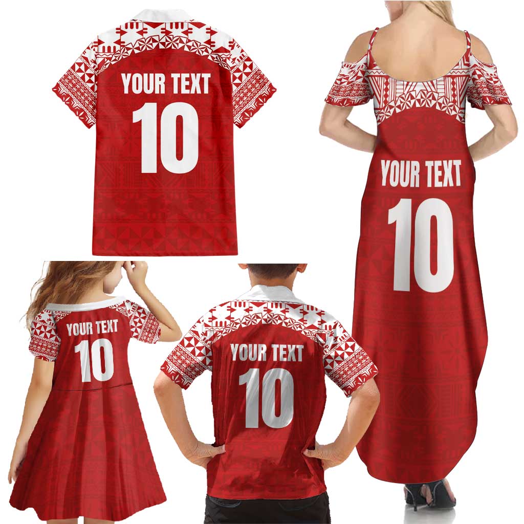 Custom Tonga Football Ngatu Tribal Tattoo Family Matching Summer Maxi Dress and Hawaiian Shirt LT03 - Polynesian Pride