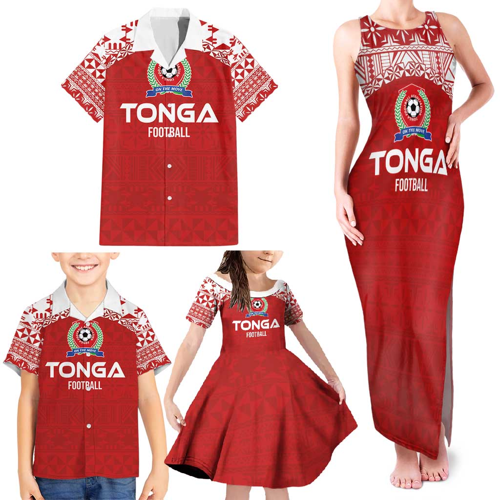 Custom Tonga Football Ngatu Tribal Tattoo Family Matching Tank Maxi Dress and Hawaiian Shirt LT03 - Polynesian Pride