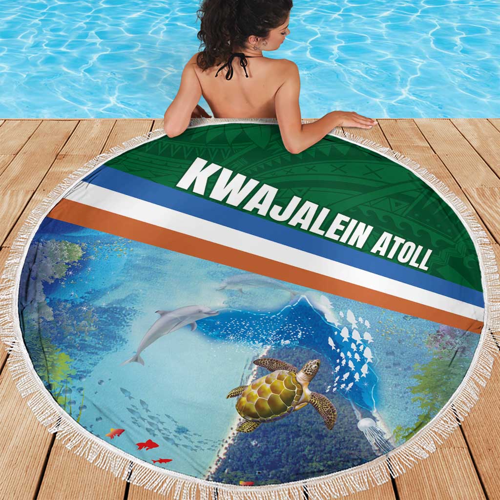Marshall Islands Kwajalein Atoll Beach Blanket Polynesian Pattern and Undersea Animals