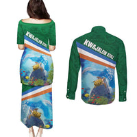 Marshall Islands Kwajalein Atoll Couples Matching Puletasi and Long Sleeve Button Shirt Polynesian Pattern and Undersea Animals LT03 - Polynesian Pride