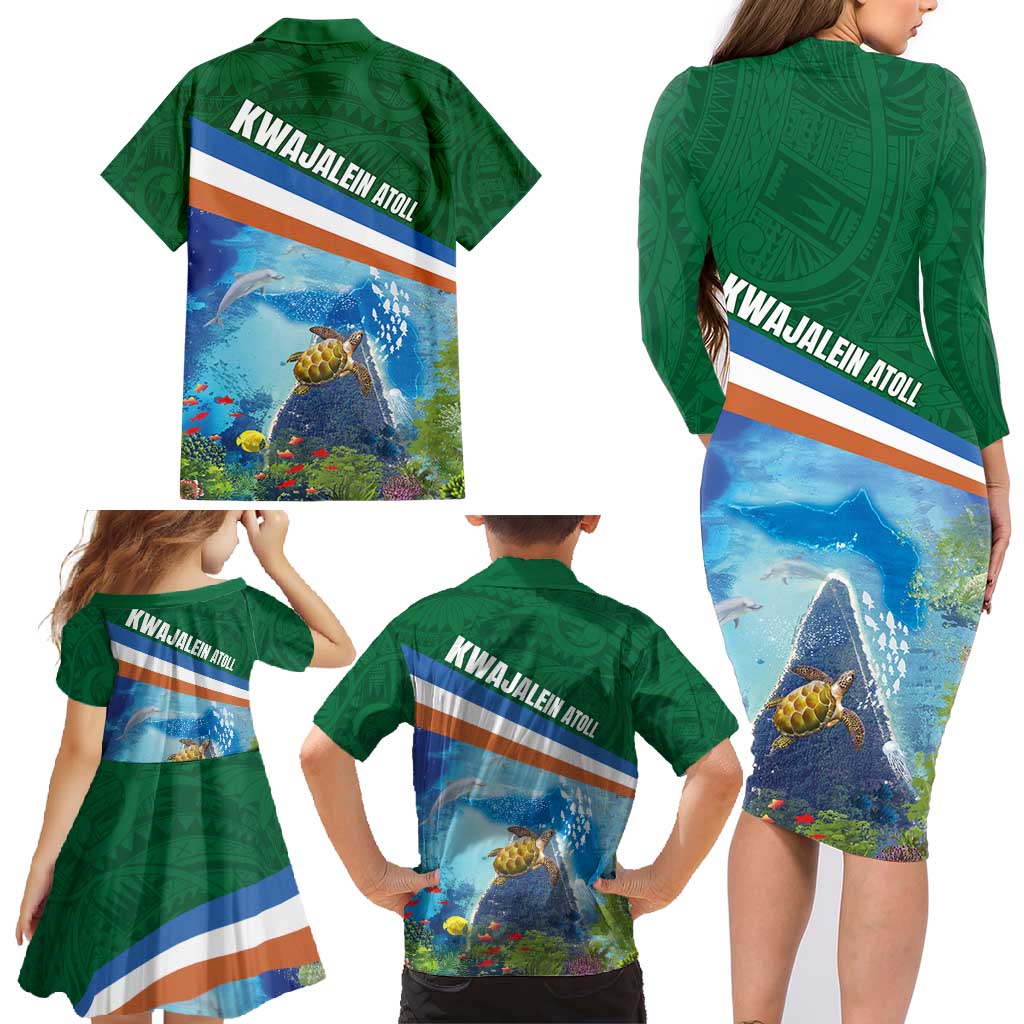 Marshall Islands Kwajalein Atoll Family Matching Long Sleeve Bodycon Dress and Hawaiian Shirt Polynesian Pattern and Undersea Animals LT03 - Polynesian Pride