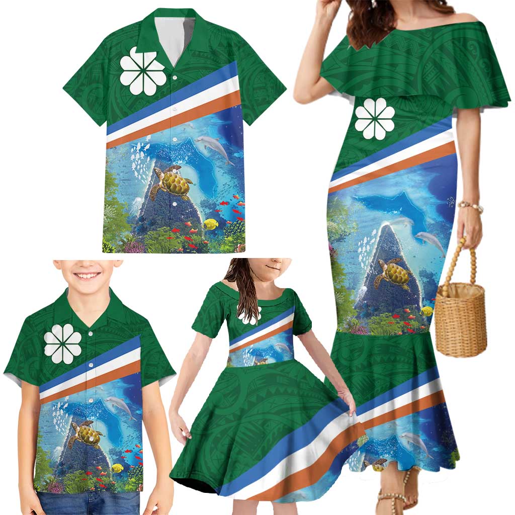 Marshall Islands Kwajalein Atoll Family Matching Mermaid Dress and Hawaiian Shirt Polynesian Pattern and Undersea Animals LT03 - Polynesian Pride