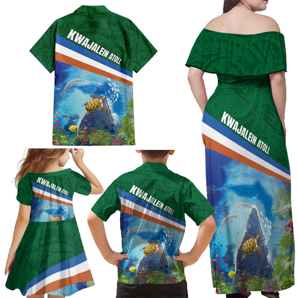 Marshall Islands Kwajalein Atoll Family Matching Off Shoulder Maxi Dress and Hawaiian Shirt Polynesian Pattern and Undersea Animals LT03 - Polynesian Pride