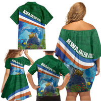 Marshall Islands Kwajalein Atoll Family Matching Off Shoulder Short Dress and Hawaiian Shirt Polynesian Pattern and Undersea Animals LT03 - Polynesian Pride