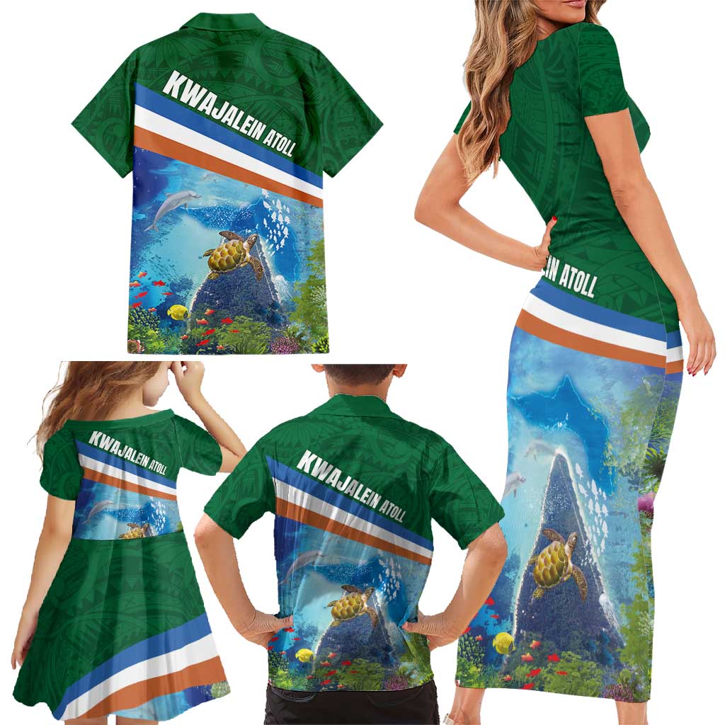 Marshall Islands Kwajalein Atoll Family Matching Short Sleeve Bodycon Dress and Hawaiian Shirt Polynesian Pattern and Undersea Animals LT03 - Polynesian Pride