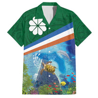 Marshall Islands Kwajalein Atoll Family Matching Summer Maxi Dress and Hawaiian Shirt Polynesian Pattern and Undersea Animals LT03 Dad's Shirt - Short Sleeve Blue - Polynesian Pride