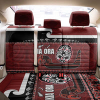 New Zealand Culture Back Car Seat Cover Kia Ora Aotearoa Moko Tattoo Mask with Waka and Maori Art Pattern LT03 - Polynesian Pride