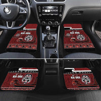 New Zealand Culture Car Mats Kia Ora Aotearoa Moko Tattoo Mask with Waka and Maori Art Pattern LT03 Set 4pcs Red - Polynesian Pride