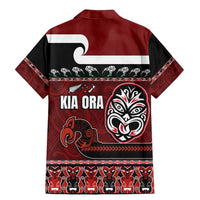 New Zealand Culture Family Matching Mermaid Dress and Hawaiian Shirt Kia Ora Aotearoa Moko Tattoo Mask with Waka and Maori Art Pattern LT03 - Polynesian Pride