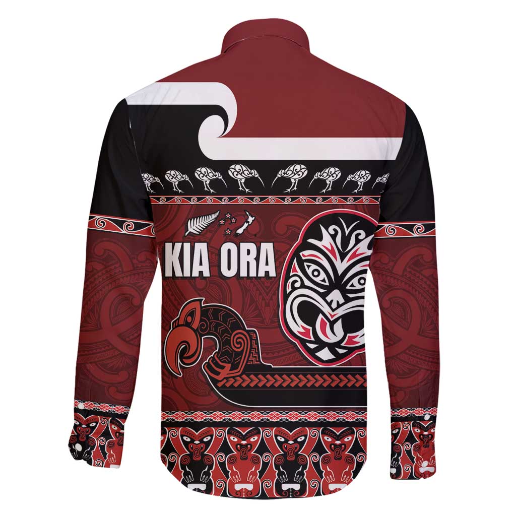 New Zealand Culture Family Matching Puletasi and Hawaiian Shirt Kia Ora Aotearoa Moko Tattoo Mask with Waka and Maori Art Pattern LT03 - Polynesian Pride