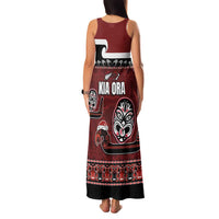 New Zealand Culture Family Matching Tank Maxi Dress and Hawaiian Shirt Kia Ora Aotearoa Moko Tattoo Mask with Waka and Maori Art Pattern LT03 - Polynesian Pride