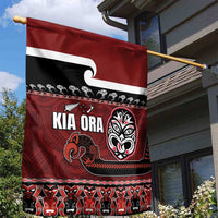 New Zealand Culture Garden Flag Kia Ora Aotearoa Moko Tattoo Mask with Waka and Maori Art Pattern LT03 - Polynesian Pride