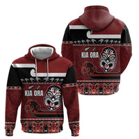 New Zealand Culture Hoodie Kia Ora Aotearoa Moko Tattoo Mask with Waka and Maori Art Pattern LT03 - Polynesian Pride
