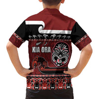 New Zealand Culture Kid Hawaiian Shirt Kia Ora Aotearoa Moko Tattoo Mask with Waka and Maori Art Pattern LT03 - Polynesian Pride