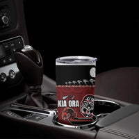 New Zealand Culture Tumbler Cup Kia Ora Aotearoa Moko Tattoo Mask with Waka and Maori Art Pattern LT03 - Polynesian Pride