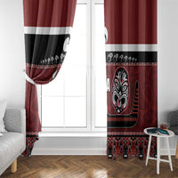 New Zealand Culture Window Curtain Kia Ora Aotearoa Moko Tattoo Mask with Waka and Maori Art Pattern LT03 - Polynesian Pride