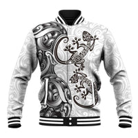 New Zealand Gecko Maori Art Tattoo Baseball Jacket White Color