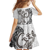 New Zealand Gecko Maori Art Tattoo Family Matching Off Shoulder Maxi Dress and Hawaiian Shirt White Color LT03 - Polynesian Pride