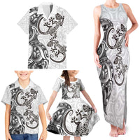New Zealand Gecko Maori Art Tattoo Family Matching Tank Maxi Dress and Hawaiian Shirt White Color LT03 - Polynesian Pride