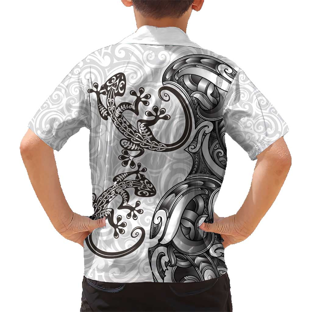 New Zealand Gecko Maori Art Tattoo Hawaiian Shirt White Color
