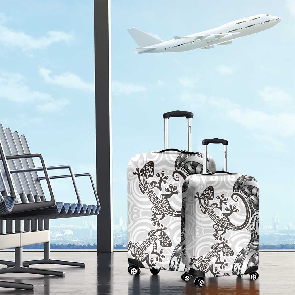 New Zealand Gecko Maori Art Tattoo Luggage Cover White Color