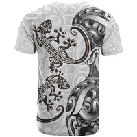 New Zealand Gecko Maori Art Tattoo T Shirt White Color